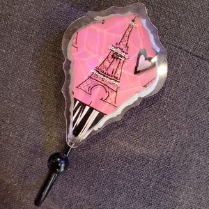 'Barbie Pink' Eiffel Tower Clear "Gemstone" Robe/Coat Wall Hook, ~3"x6"
